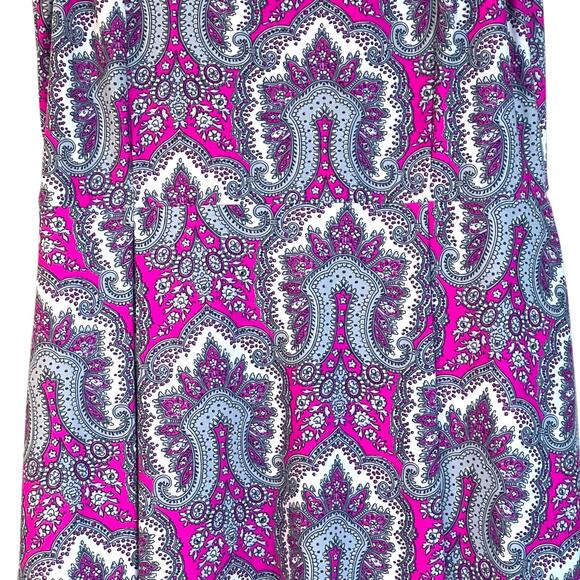 BO&NIC Size XL Sleeveless A-line Pink Grey Abstract Print Dress Pleated Stretch - Picture 4 of 8
